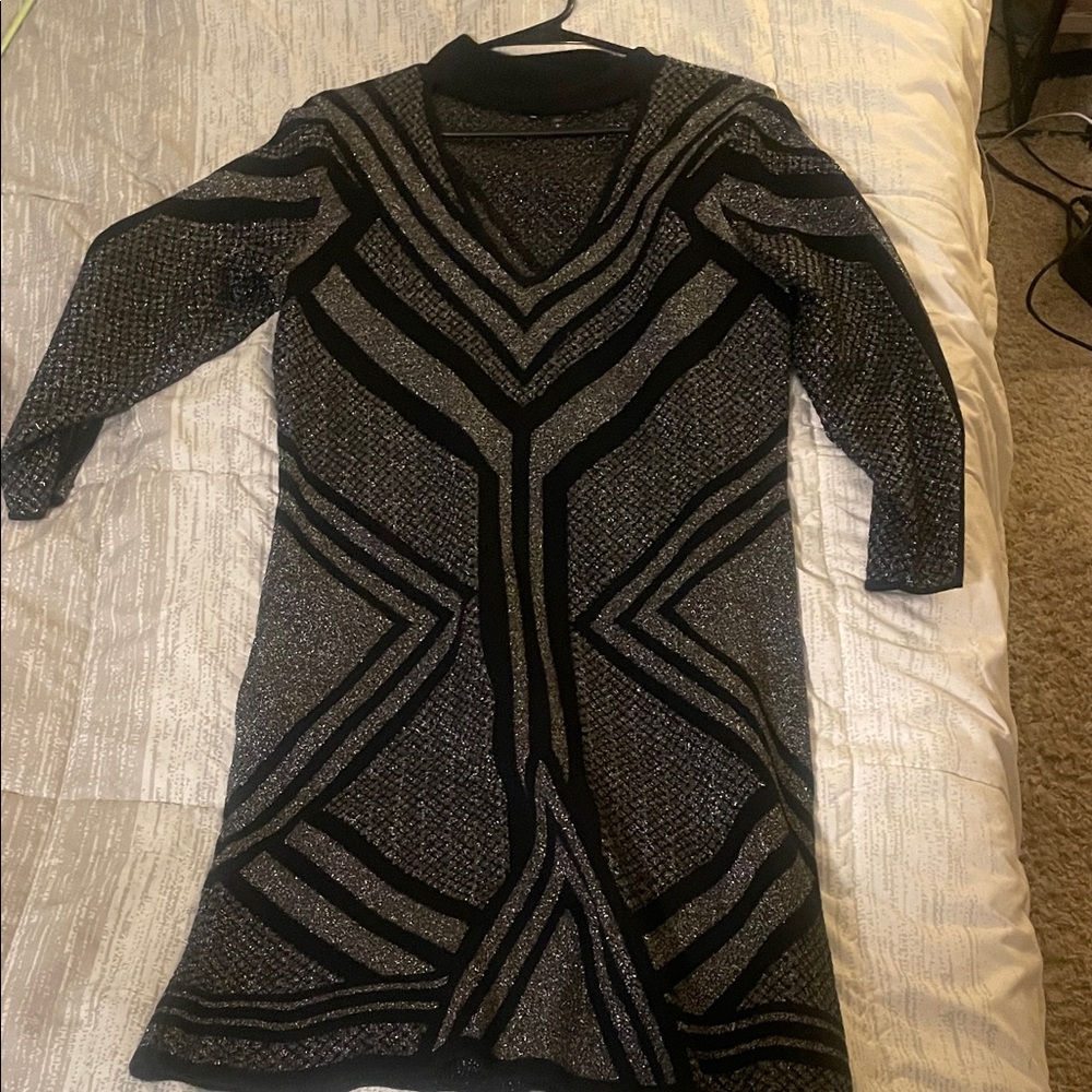 Express Black and Gray Long Sleeve Dress